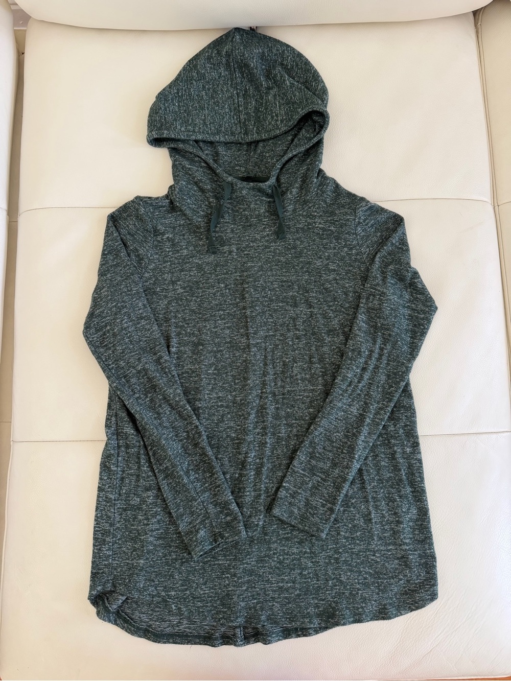 Joan Vass Olive Green Heathered Zip Hoodie